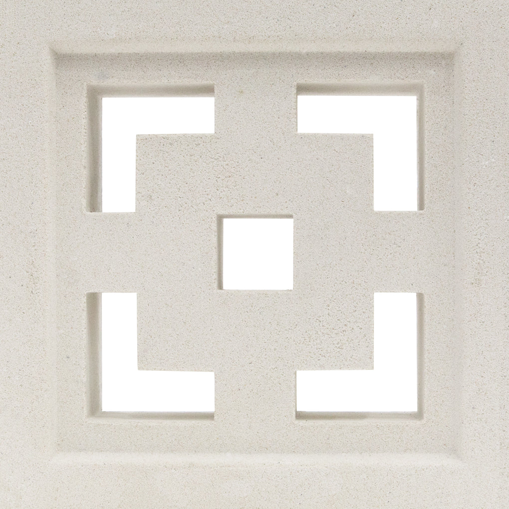 Tonga - NBB-006 by New York Cement Tile: a square beige tile with geometric cutouts, perfect for decorative partitions.