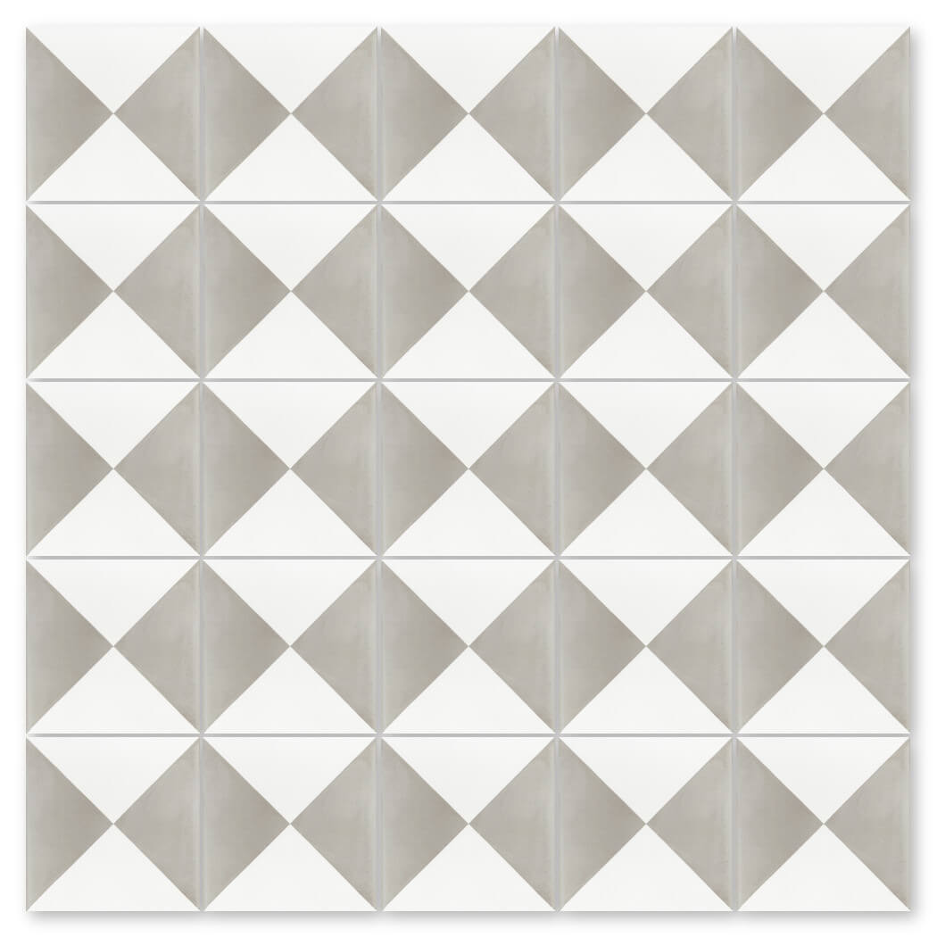 The N20-032 Grey & White Extra Sample by New York Cement Tile features gray and white diamonds for stylish, durable flooring.