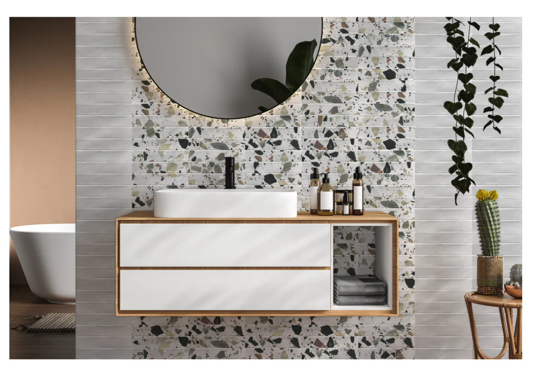 Transform your space with the vibrant Corrazzo ceramic tile. Each piece combines stunning colors and textures, adding modern elegance to any room. Elevate your décor with our colorful Corrazzo collection and let your style shine.