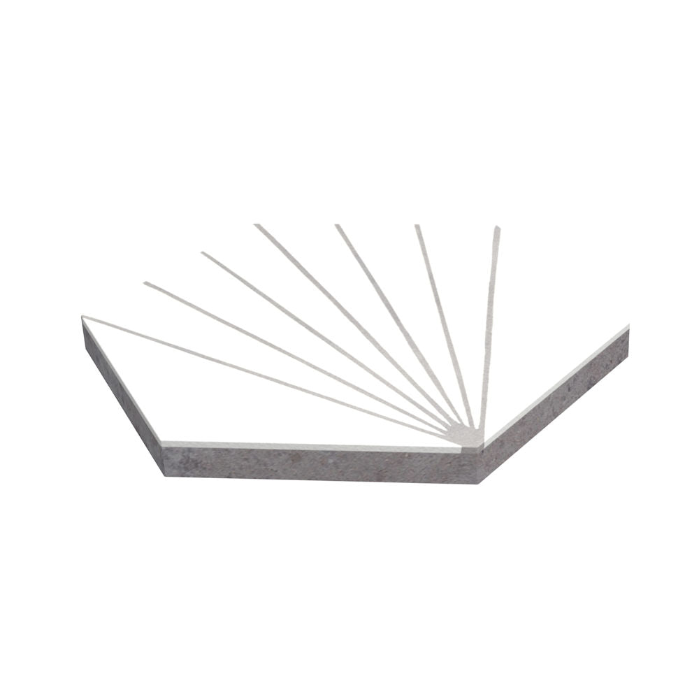 Open book with blank pages fanned out like hexagon tiles, NH23-036 - W&G2219 by New York Cement Tile, on white background.