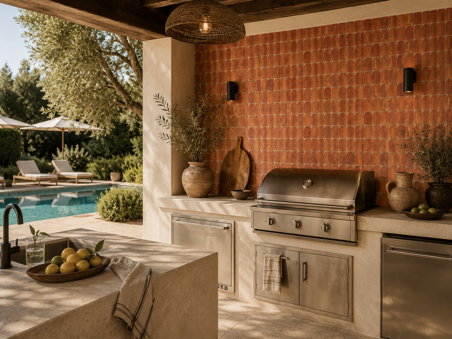 Scarpa I Red Travertine Arch Mosaic Marble Mesh