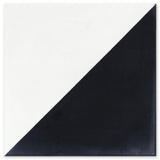 The N20-139 Extra Sample by New York Cement Tile is a square canvas split diagonally: white top, black bottom.
