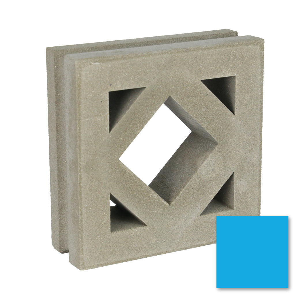 Antil Sample by New York Cement Tile: square mid-century concrete block with diamond cutout, blue square at bottom right.