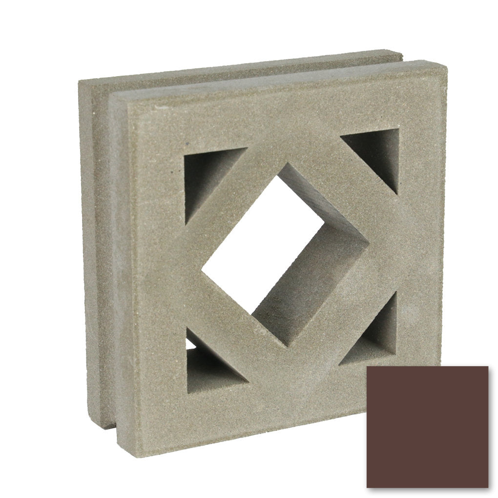 Antil Sample by New York Cement Tile: brown square breeze block with diamond cutout for mid-century modern garden walls.