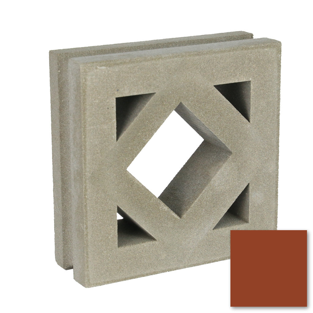 The Antil Sample by New York Cement Tile is a square concrete block with a diamond cutout for stylish privacy screens.