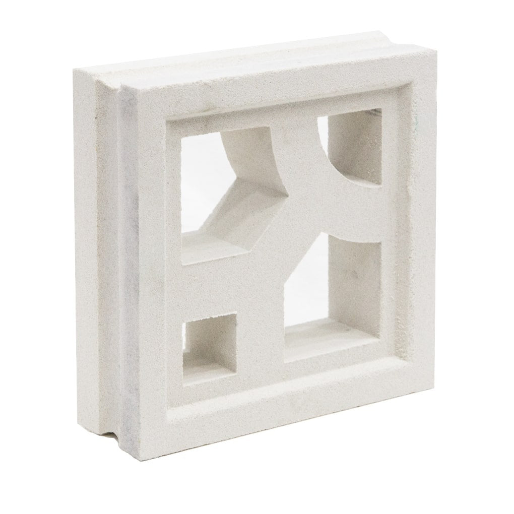 The Caprina by New York Cement Tile is a white breeze block with square cut-outs for a mid-century modern look.