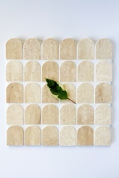 Scarpa I Travertine Arch Mosaic Marble Mesh