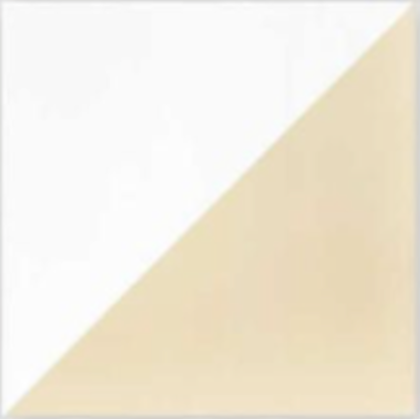 N20-139 Extra Sample by New York Cement Tile: A square split diagonally, white top left, light beige bottom right.