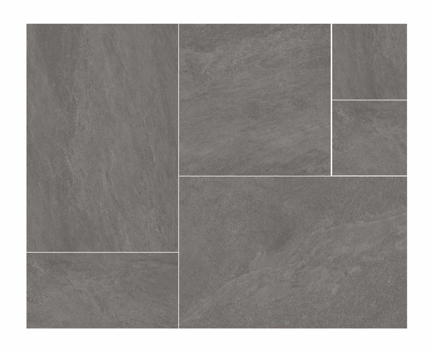New York Cement Tile's Dark Grey - Modular Pattern, Extra Sample: a grey 12x24 tile with white lines.
