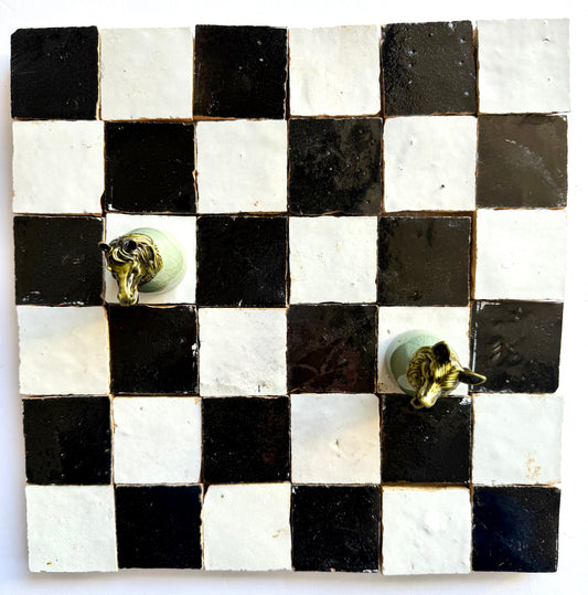 2X2 Checkerboard Zellige in Ivory Cloud and Black by New York Cement Tile adds a refined touch to any decor.