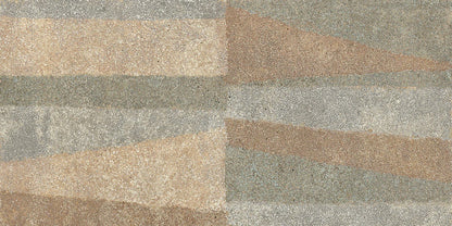 Mista,Sample by New York Cement Tile features textured triangles in natural tones with a symmetrical, abstract pattern.