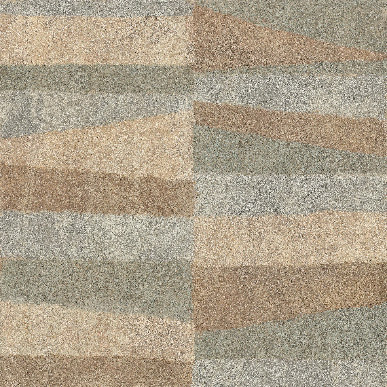 The Mista,Sample by New York Cement Tile features abstract geometric patterns in earthy beige, brown, and gray tones.