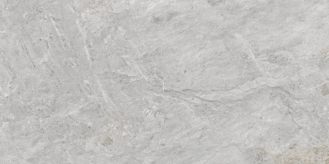 Moon, Extra Sample by New York Cement Tile: light gray slate tile with white/beige veining and anti-slip finish.