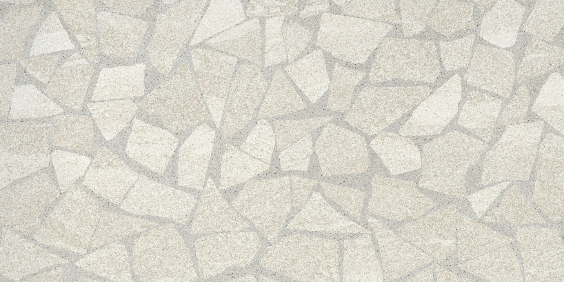 River Ivory, Extra Sample by New York Cement Tile: light beige quartzite mosaic tiles with visible grout lines.