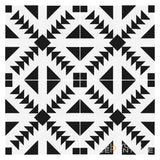 N20-316 Extra Sample by New York Cement Tile: a black and white geometric tile with triangles, squares, and starbursts.