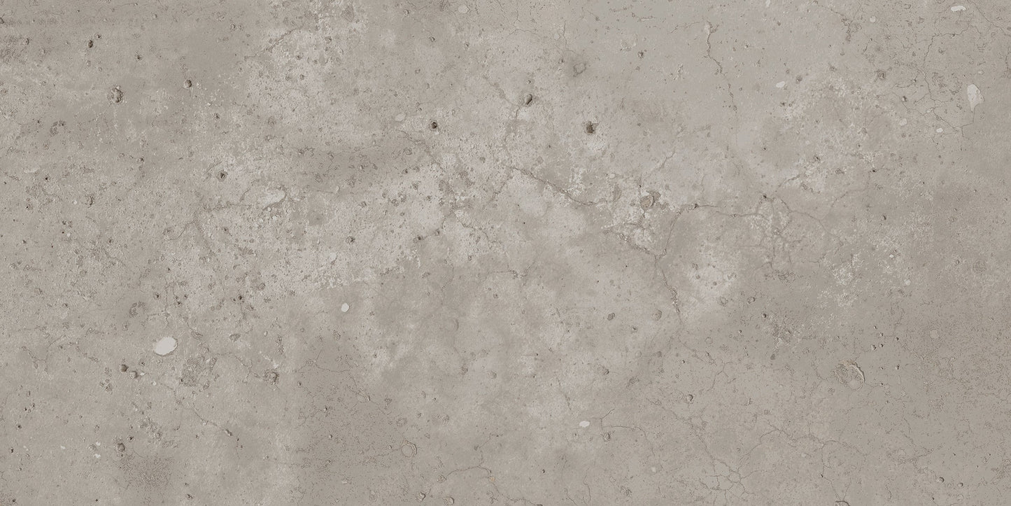 Gray - Network - Sample by New York Cement Tile features a light grey concrete look with crackled, weathered industrial texture.
