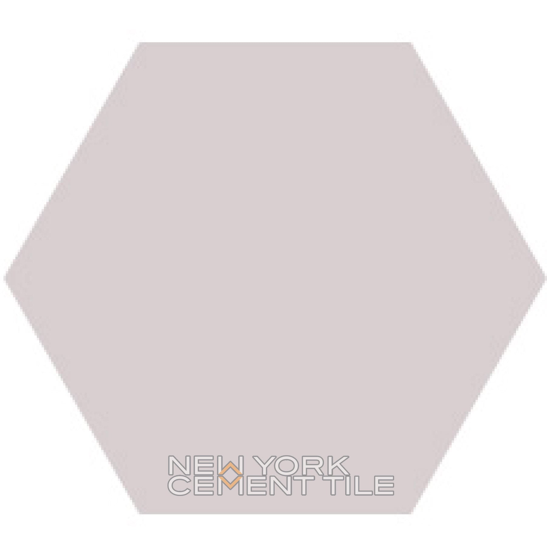 Solid light gray hexagon tile, Solid Hex- NH23-1104 Sample, by New York Cement Tile at the bottom center.