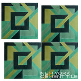 Green, yellow, and black geometric tile NL20-3A from New York Cement Tile's Geometrika collection.