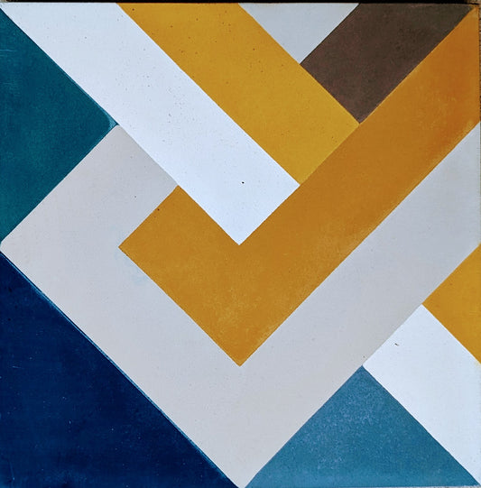The NL20-1A tile by New York Cement Tile features varied colors and shapes from the Geometrika collection.