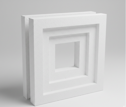 The Pala NY by New York Cement Tile features two white, layered foam panels on a gray background.