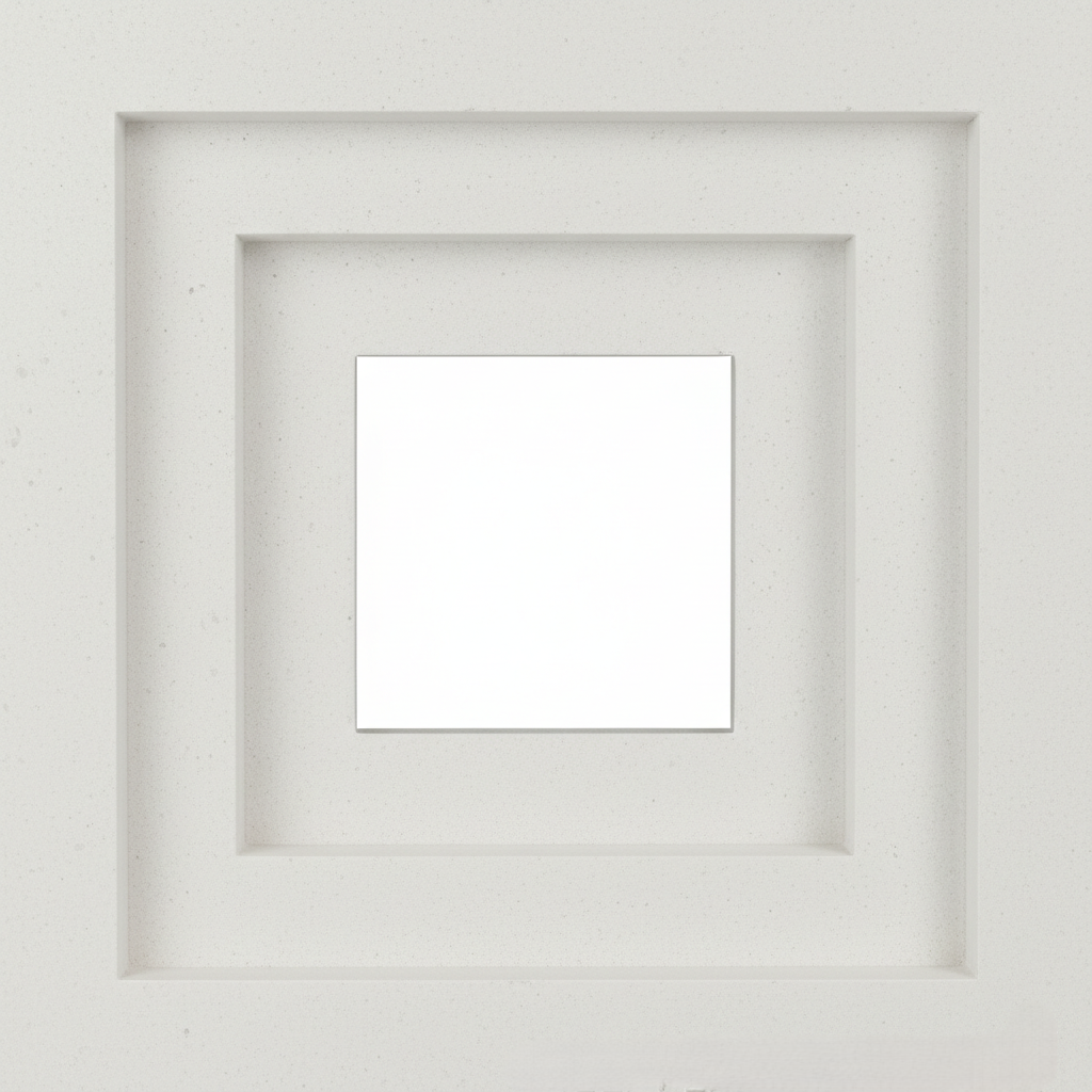 The Pala NY by New York Cement Tile is a minimalist white square frame with three recessed layers, mid-century inspired.