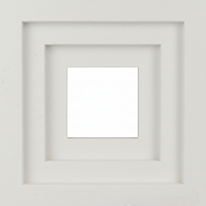 The Pala NY by New York Cement Tile is a minimalist white square frame with three recessed layers, mid-century inspired.
