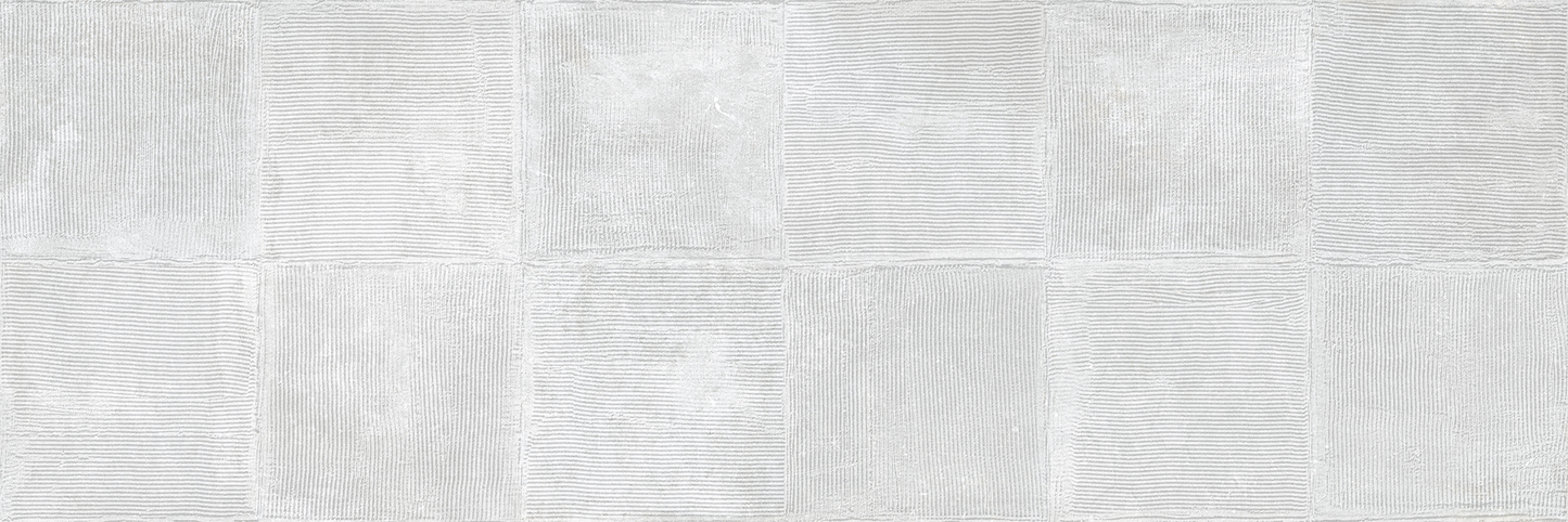 White Plaster - Sample by New York Cement Tile: white textured grid ceramic tile with a subtle three-dimensional effect.