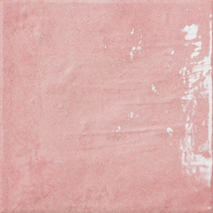 Rosa - Sample by New York Cement Tile: glossy, light pink wall tile with subtle texture—great for brightening any room.