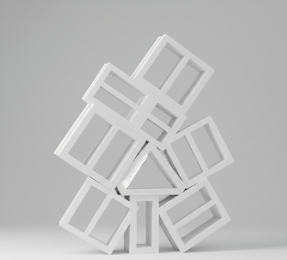 Saint Lucia NY by New York Cement Tile: a white geometric sculpture inspired by mid-century concrete block patterns on gray.
