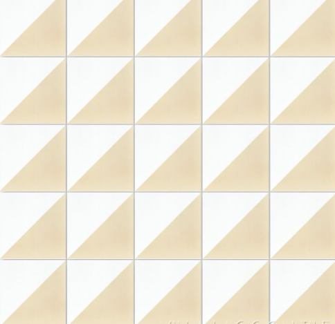 The N20-139 Cream & White Sample by New York Cement Tile features a geometric grid of white and beige diagonal triangles.