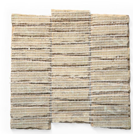 The GLAZED ZELLIGE MOSAIC MAT DIAMONDHEAD IN FROST by New York Cement Tile features mesh-backed, offset tiles.
