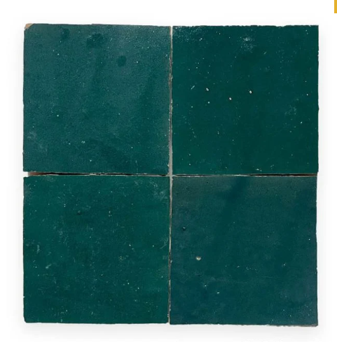 Four Aurora, Extra Sample Zellige tiles by New York Cement Tile in a 2x2 grid on a white background.