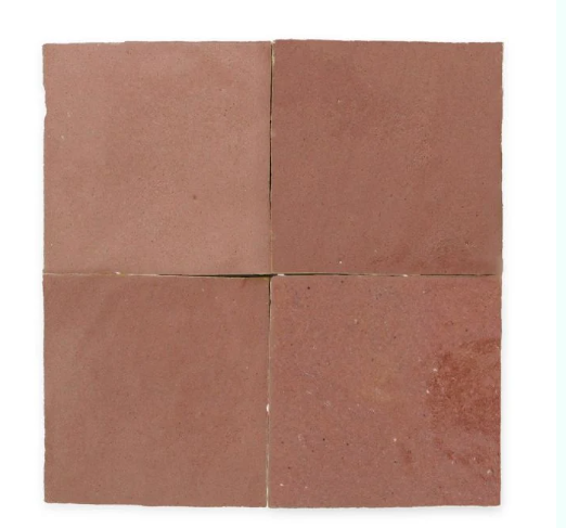 Four Glazed Copper Rose Extra Sample tiles by New York Cement Tile arranged 2x2 on a white background.
