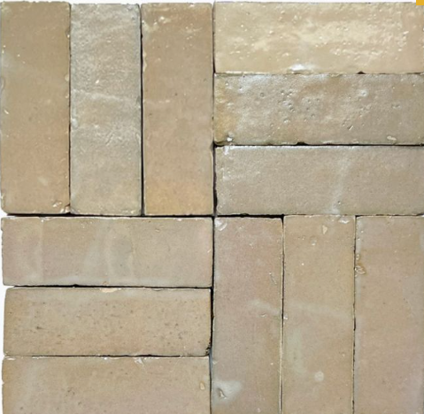A close-up of Terre Nue Glazed (2X6) tile by New York Cement Tile, arranged in a staggered pattern.