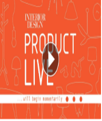 Orange graphic with Interior Design Product Live text and line drawings of furniture; play icon in center.