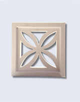 The Large Beeza by New York Cement Tile is a square beige breeze block with a petal cutout for stylish privacy screens.