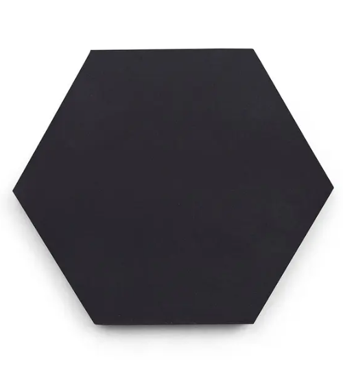 Solid Hex-Black, Extra Sample by New York Cement Tile: a plain black hexagon inspired by handcrafted cement tiles.