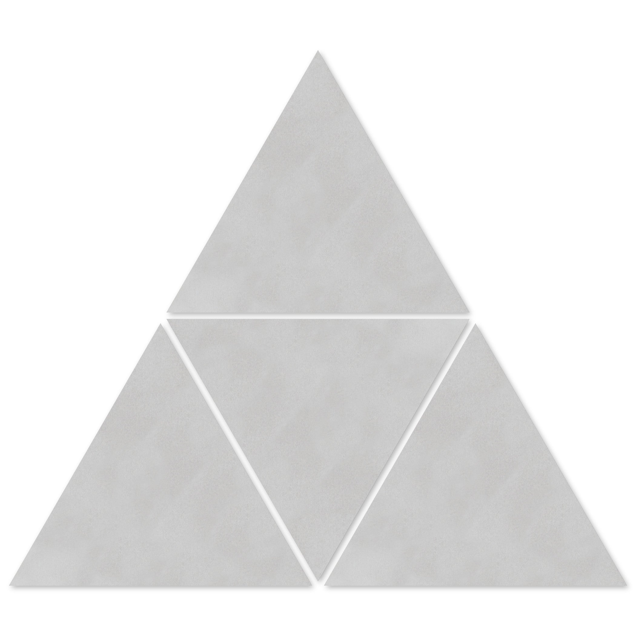 The 2219-Solid Triangle Sample by New York Cement Tile features four gray triangles for bold, modern geometric tile designs.
