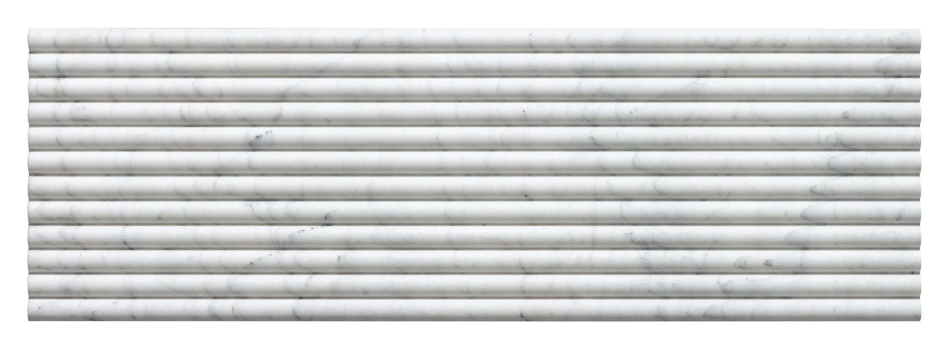 Alba - Sample by New York Cement Tile: white marble fluted tiles with gray veining for a modern, refined look.