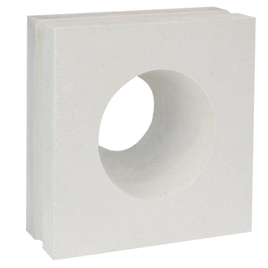 The Anegada, Extra Sample by New York Cement Tile is a square white block with a large circular hole for modern decor.