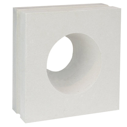 The Anegada, Extra Sample by New York Cement Tile is a square white block with a large circular hole for modern decor.
