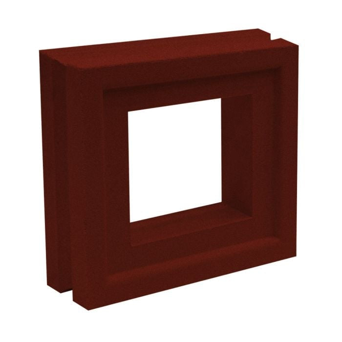 Large Arbie Sample by New York Cement Tile: red, square hollow frame with thick edges, viewed at an angle.