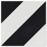 N20-215 by New York Cement Tile features a white background with two thick, diagonal black stripes.
