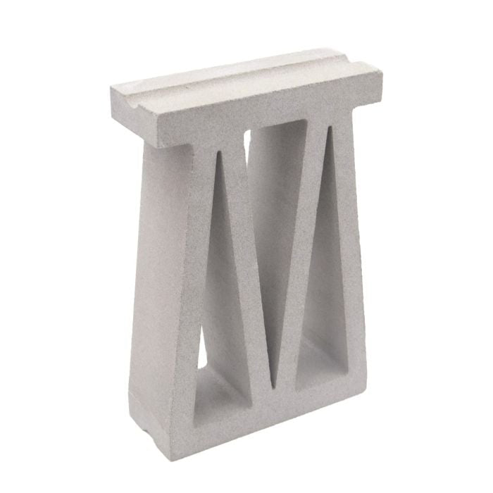 The Bara, Sample by New York Cement Tile is an M-shaped breeze block with hollow triangles, ideal for mid-century design.