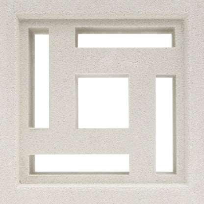 The Barbados - NBB-012 Extra Sample by New York Cement Tile features a white breeze block with geometric squares and rectangles.