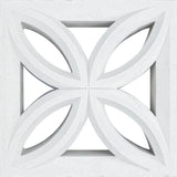 The Large Beveled by New York Cement Tile is a white mid-century modern breeze block with a four-petal geometric cutout.
