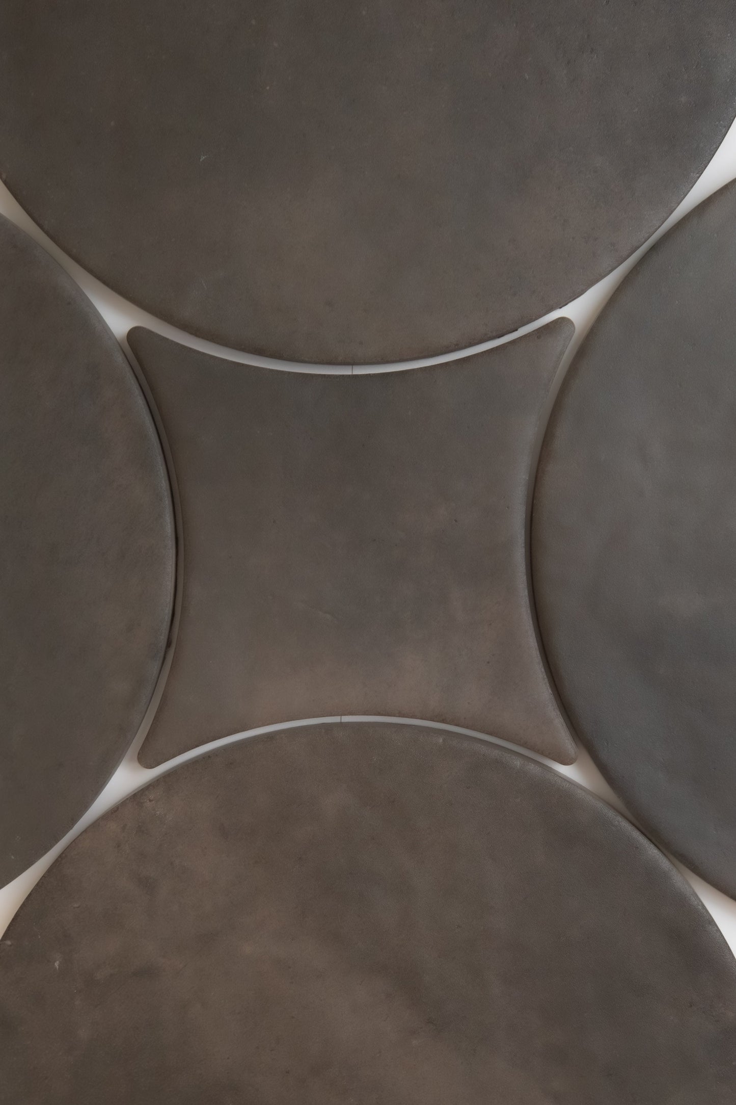 Four large dark circles frame a concave square on a light background in the Finca Black Horse, Sample design.