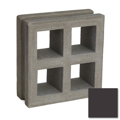 The Borneo, Extra Sample by New York Cement Tile is a gray concrete block with four square openings for stylish partitions.