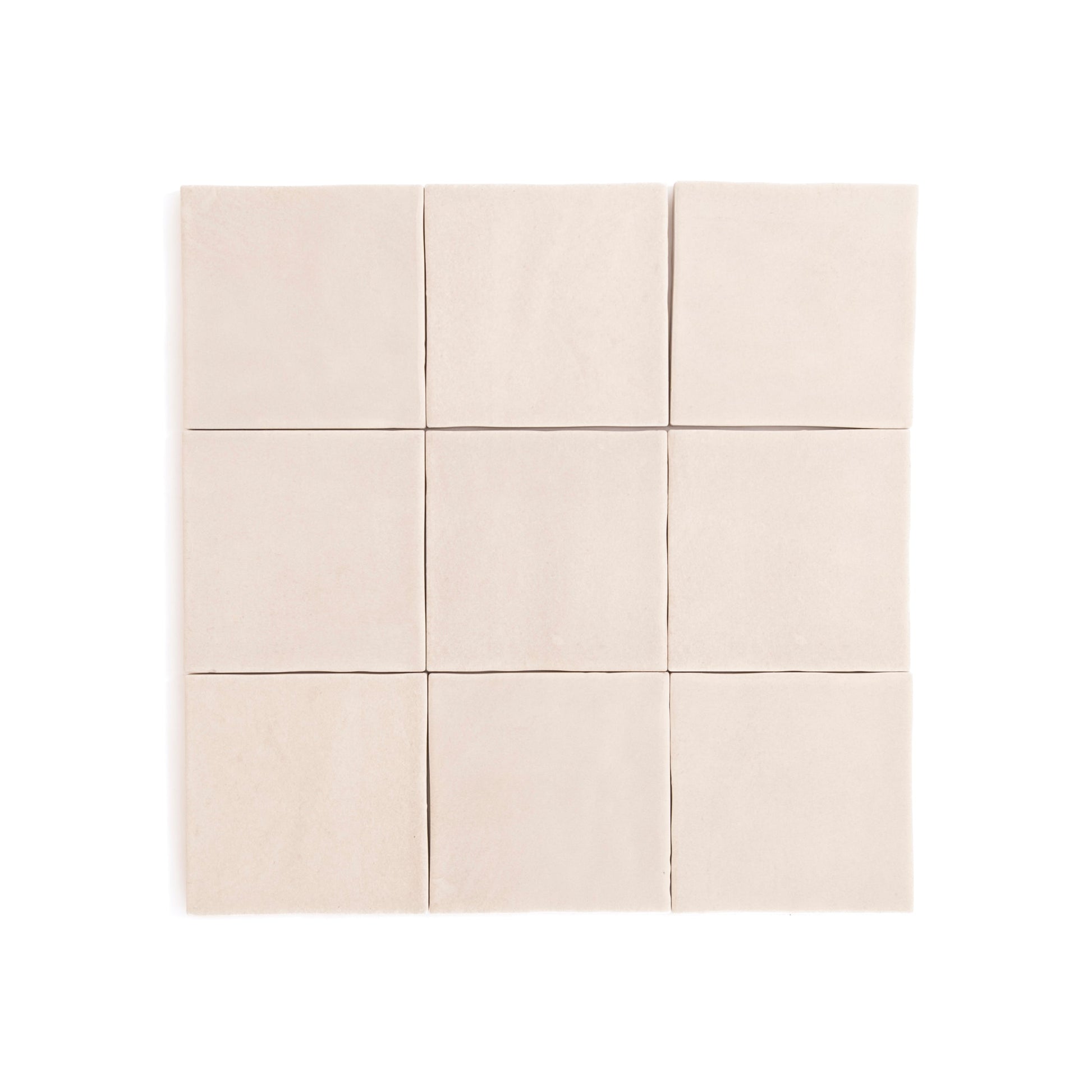 Nine Buckland Beige square tiles by Cottage Ivy arranged in a 3x3 grid on a white background.