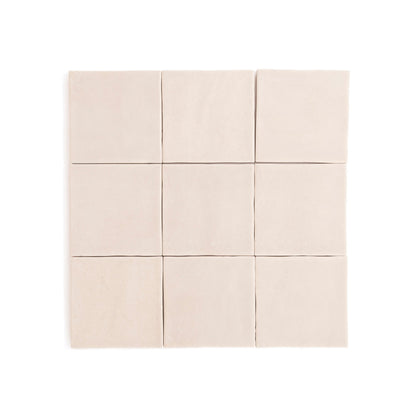 Nine Buckland Beige square tiles by Cottage Ivy arranged in a 3x3 grid on a white background.
